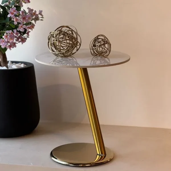 Axis Luxe: Gold & Marble Accent Table