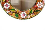 Vibrant Daisy & Foliage Stained Glass Mosaic Mirror - Image 4
