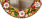 Vibrant Daisy & Foliage Stained Glass Mosaic Mirror - Image 2