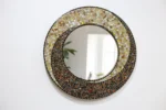 Abstract Swirl Mosaic Round Mirror (Warm Earth Tones)