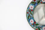 Handmade Blue & White Floral Vine Mosaic Round Mirror - Image 3