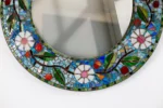 Handmade Blue & White Floral Vine Mosaic Round Mirror - Image 5