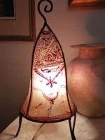Vintage hand-painted leather lampshade